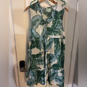 Leafy Green Print Midi Dress